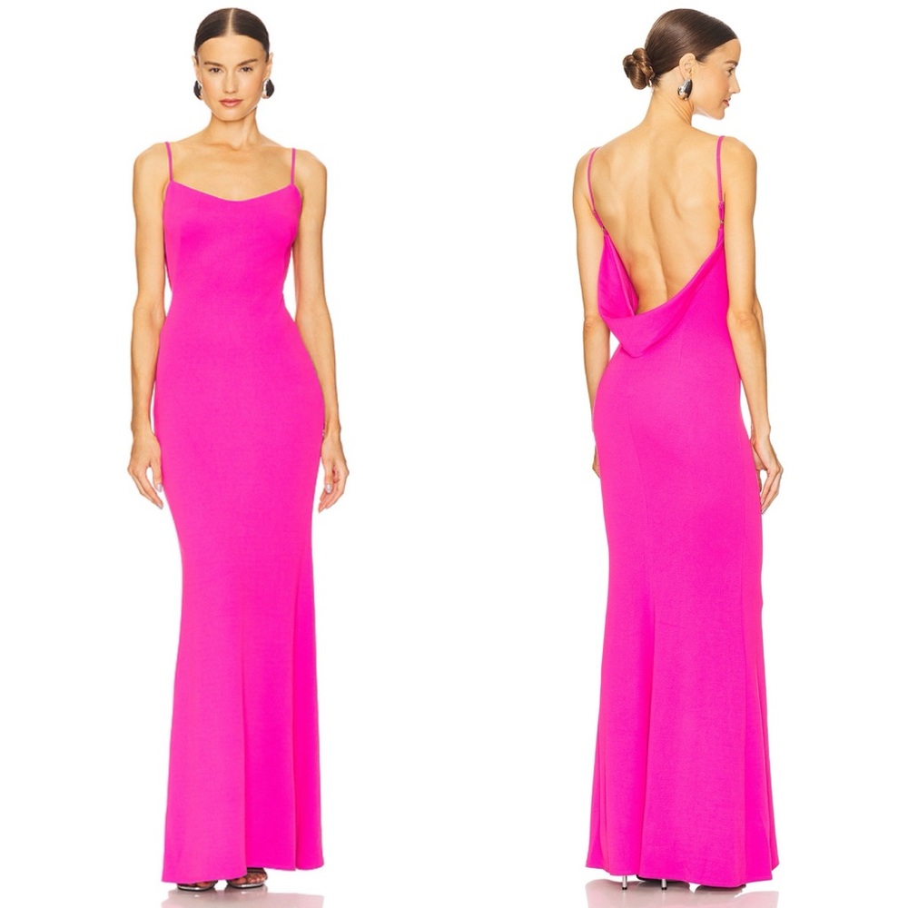 NEW NWT Katie May Damn Gina Low Back Maxi Gown In Electric Pink